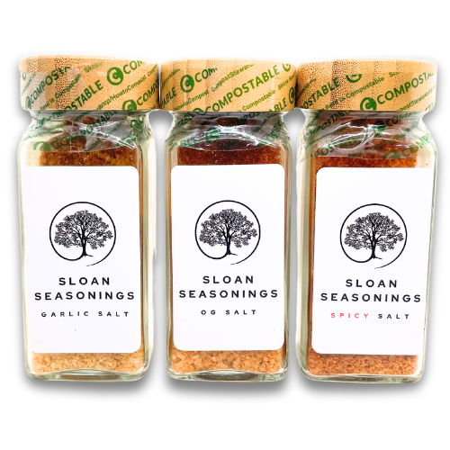 Sloan Seasoning Salt 3.6 oz Single Glass jar with Bamboo Lid