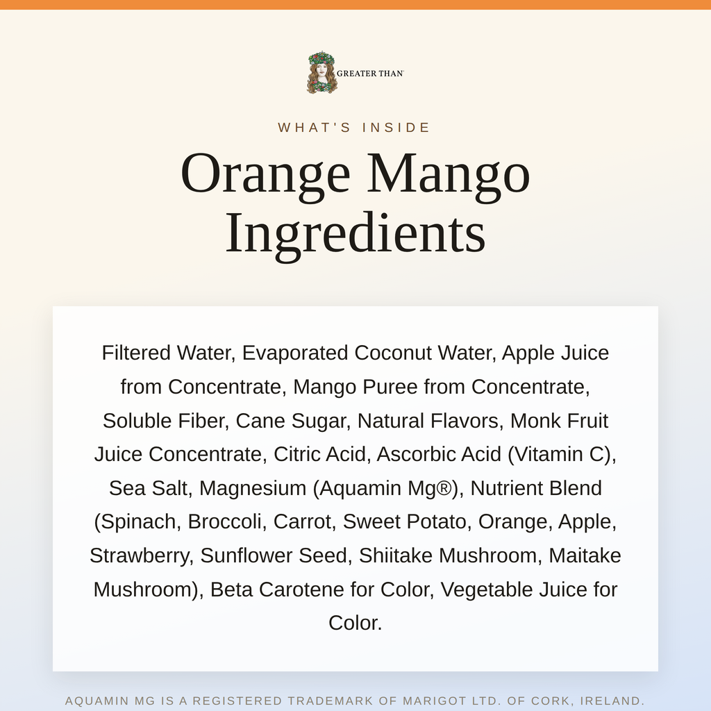 Orange Mango: Coconut Water and Real Fruit Juice with Electrolytes, Vitamins and Fiber