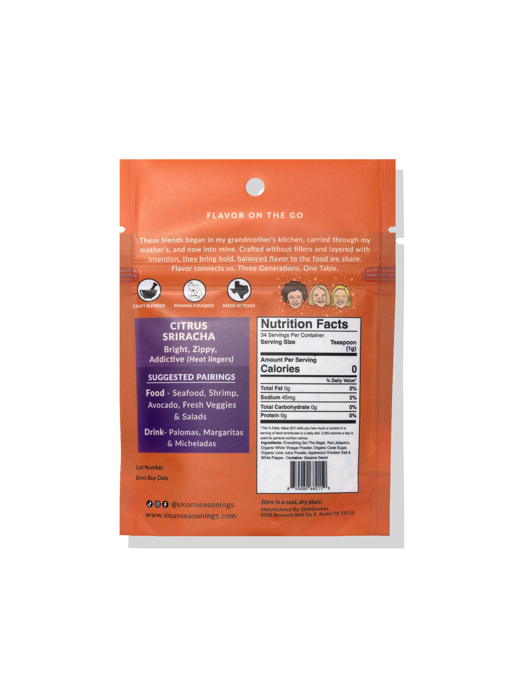 Citrus Sriracha Salt | Sweet & Fiery | No Citric Acid | Sloan Seasonings