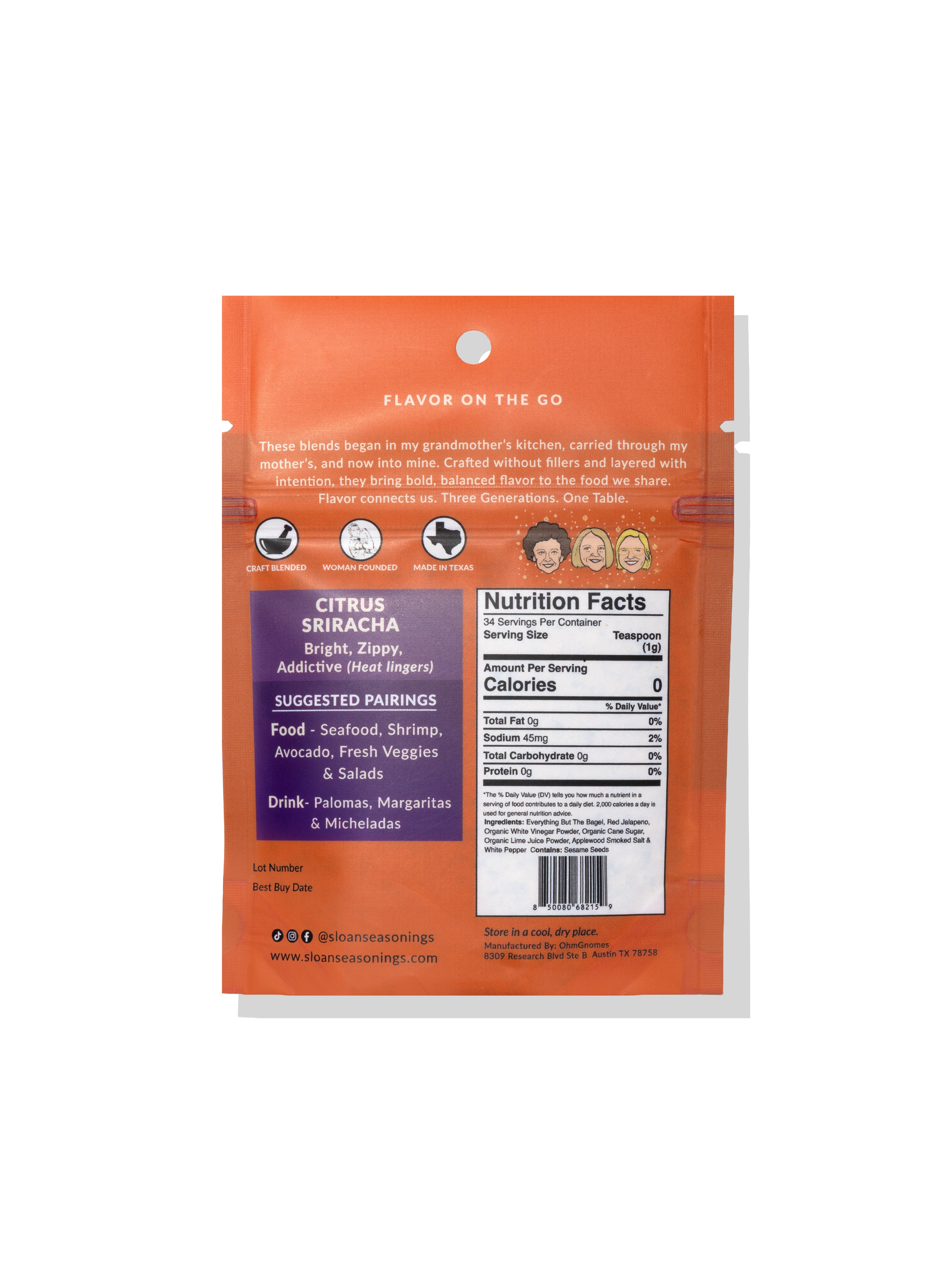 Citrus Sriracha Salt | Sweet & Fiery | No Citric Acid | Sloan Seasonings