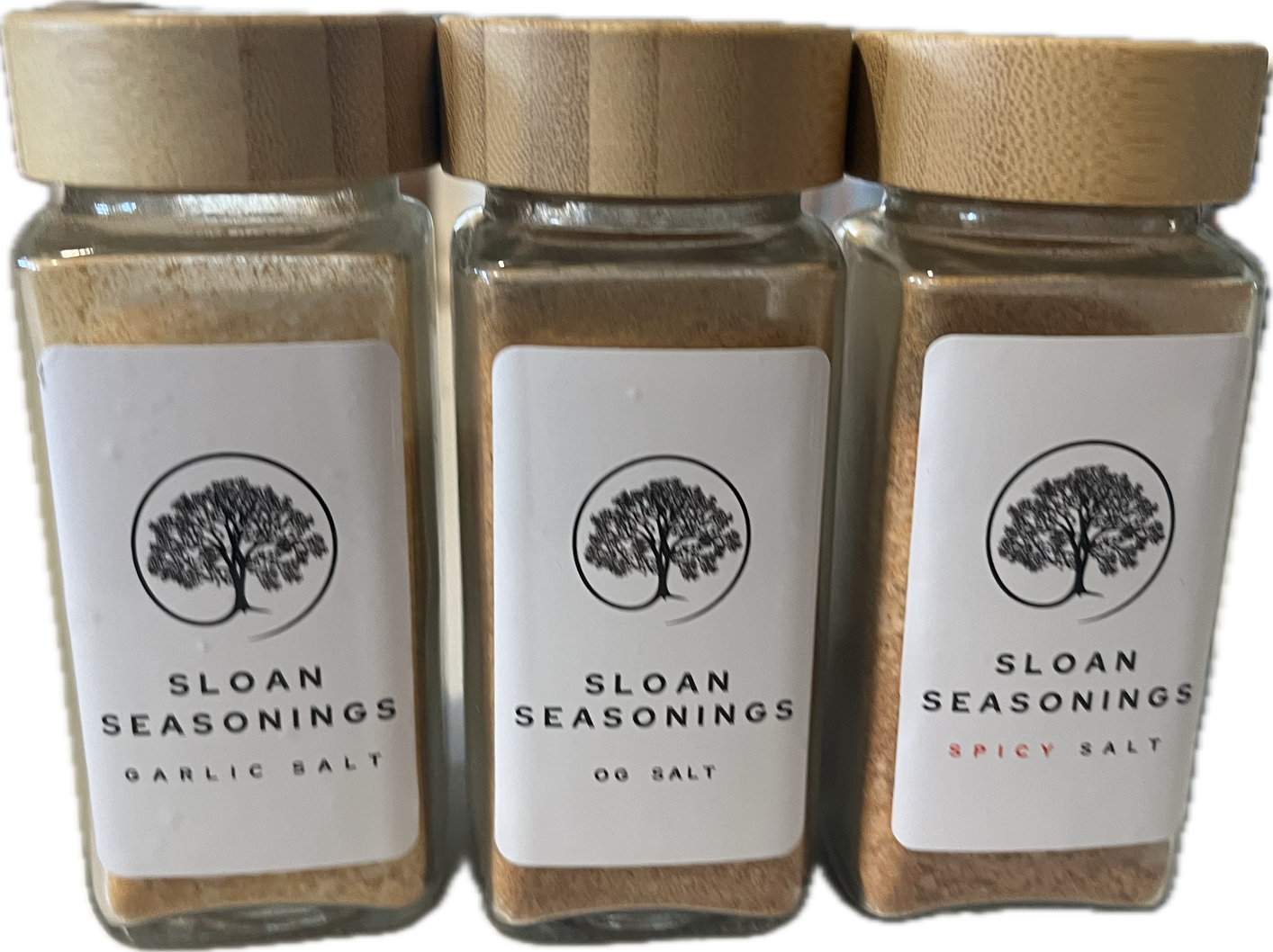 Sloan Seasoning Salt 3.6 oz Glass jar with Bamboo Lid