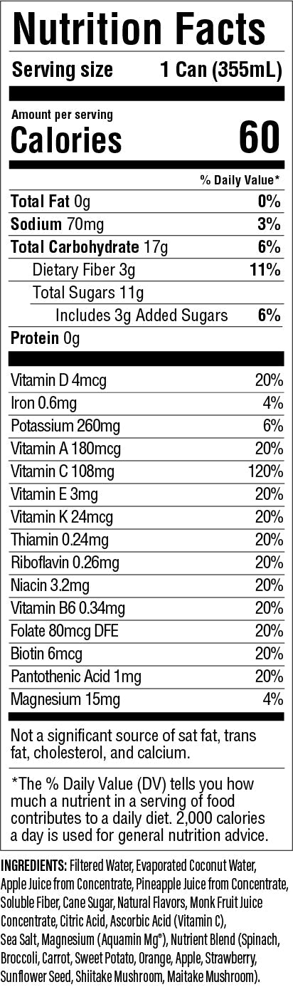 Pineapple Coconut: Coconut Water and Real Fruit Juice with Electrolytes, Vitamins and Fiber