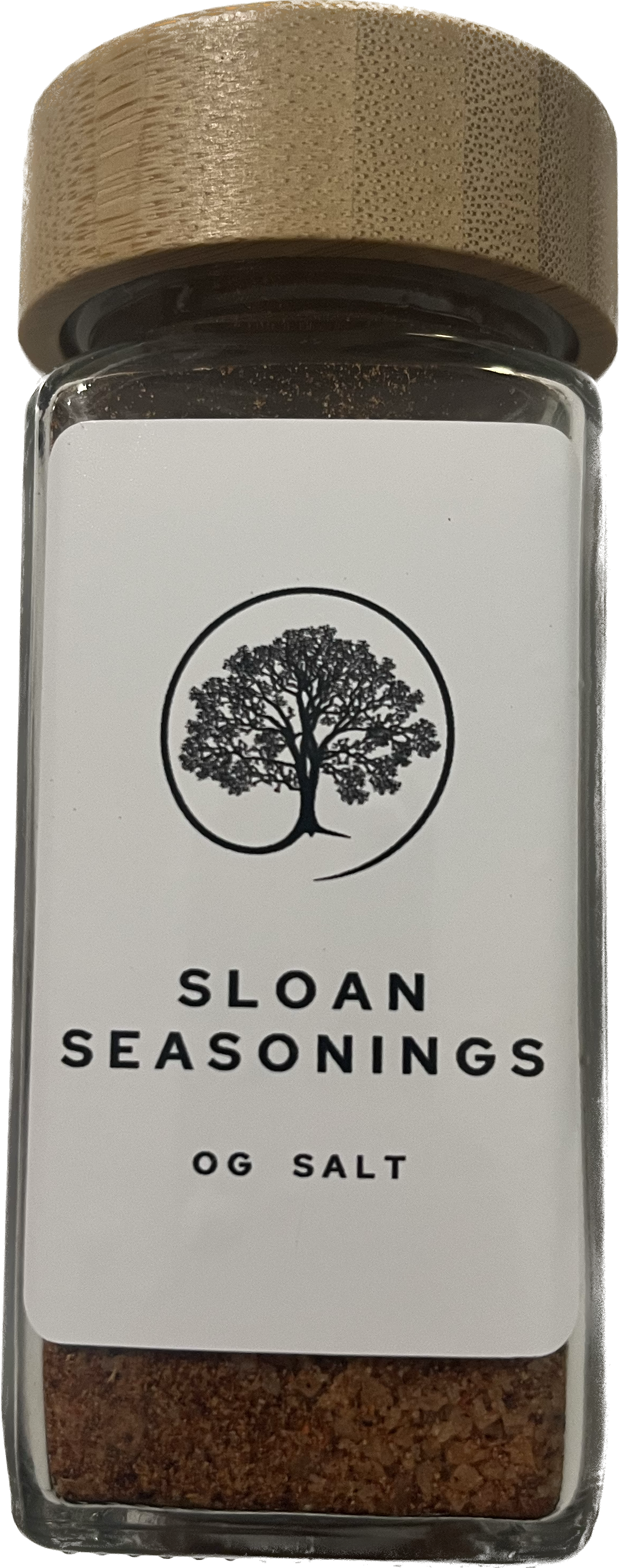 Sloan Seasoning Salt 3.6 oz Glass jar with Bamboo Lid