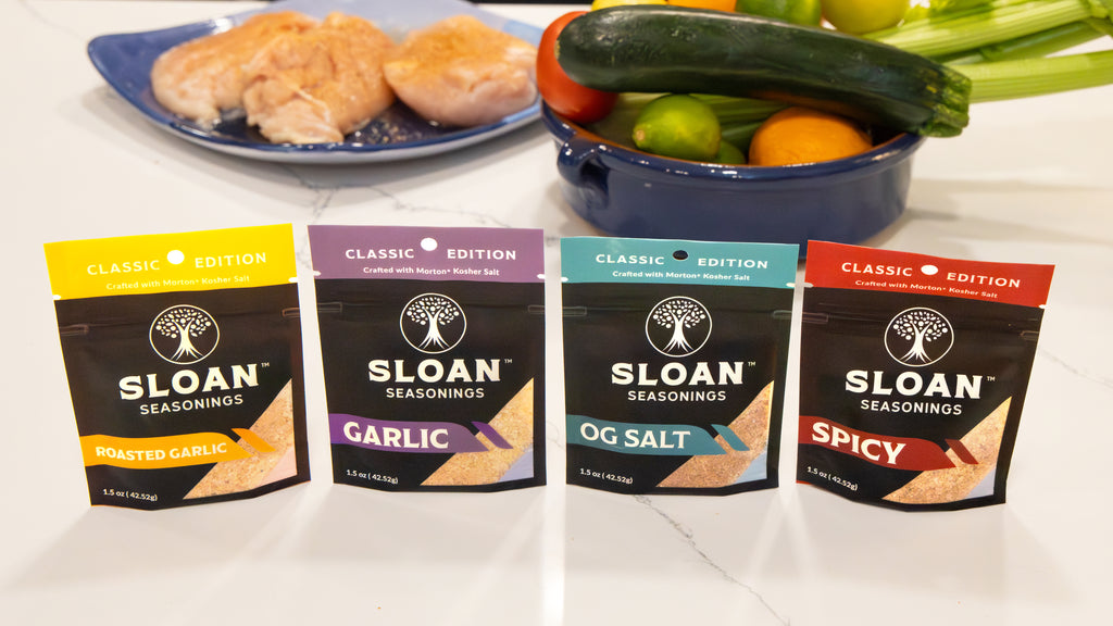 Sloan Seasonings Classic Edition seasoning salt travel packs fresh vegetables lifestyle cooking 