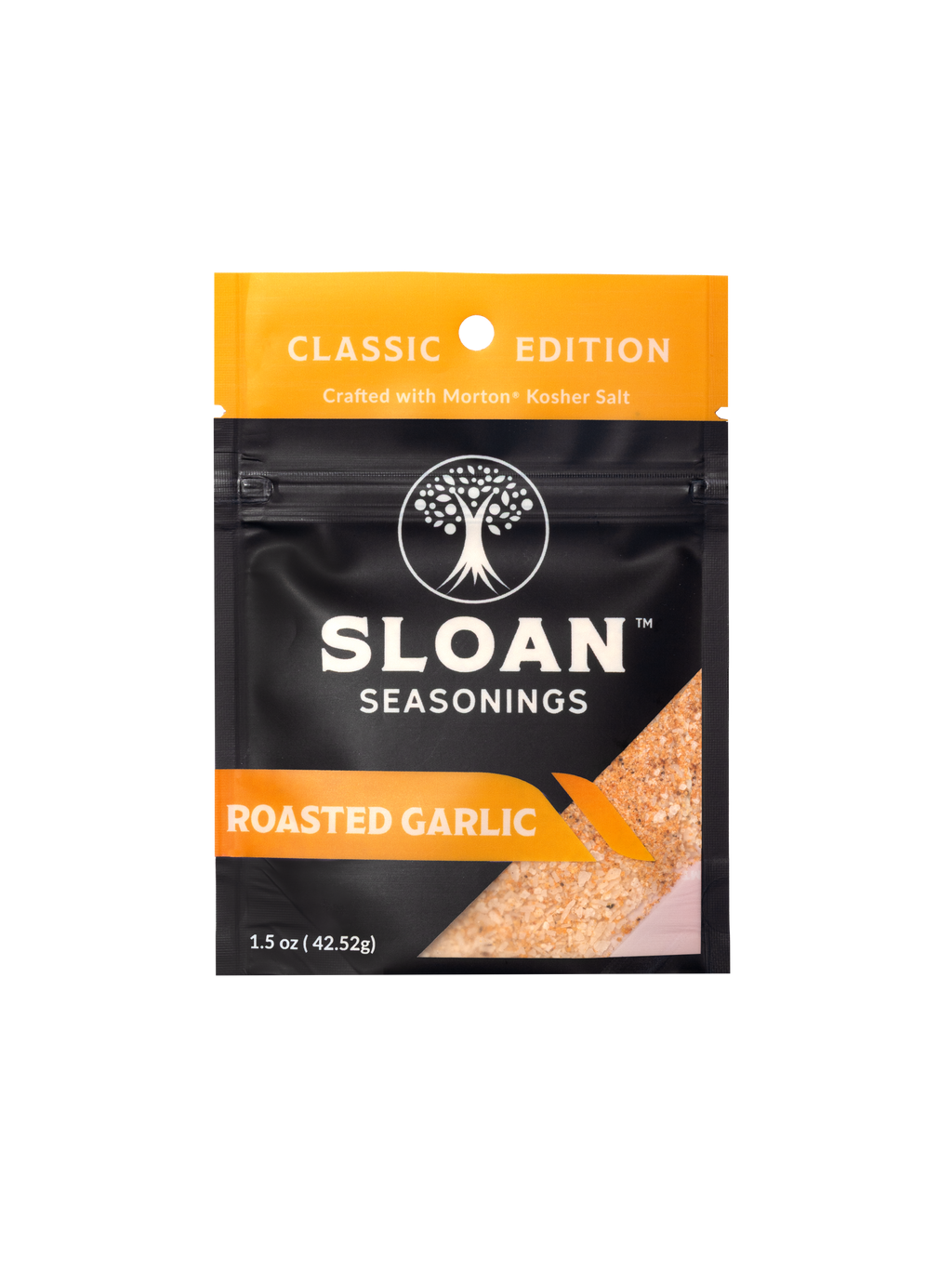 Sloan Seasonings Roasted Garlic Classiic Edition 1.5 oz seasoning salt travel pack Morton's Kosher Salt 